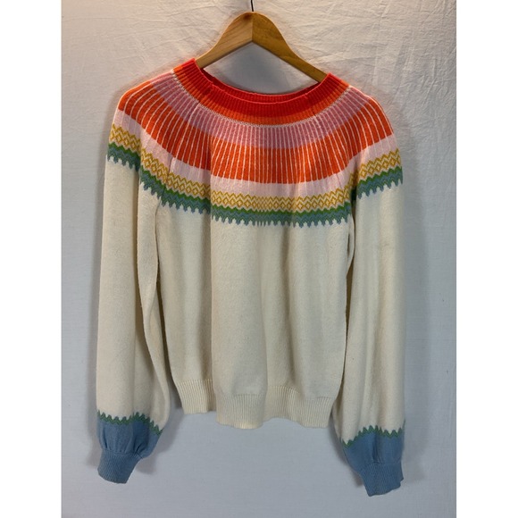 Tuckernuck Pomander Place colorful fair isle crew Sweater Pullover Ski Size M - Picture 1 of 10